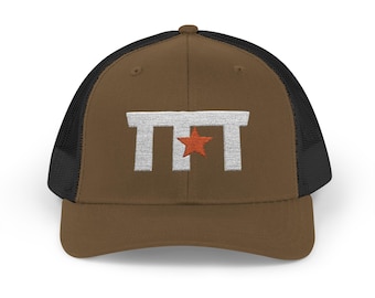 Two Tone Trucker Hat, Texas Lone Star Embroidered Snapback, Retro Hunting and Fishing Cap, Dad Gift, Texas Field & Tide