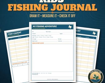 Kids Fishing Journal Printable, Fishing Log for Kids PDF, Fishing Bingo, Texas Fish Checklist, First Fish Certificate, Letter and A4