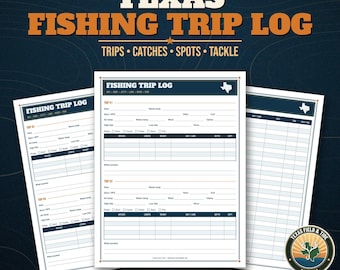 Fishing Trip Log Printable, Texas Fishing Journal PDF, Catch Log, Saltwater and Bass Fishing Planner, Gift for Fisherman, Letter and A4