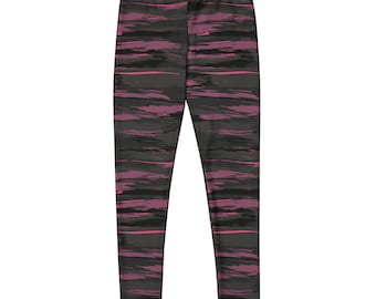 Blackout Pink Camo Leggings for Women, Tiger Stripe Camouflage Yoga Pants, Texas Hunting Camo Workout Leggings