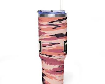 Texas Field & Tide Matagorda Coral Camo 40 oz Tumbler with Handle and Straw | Pink Camo Cup | Gift for Her