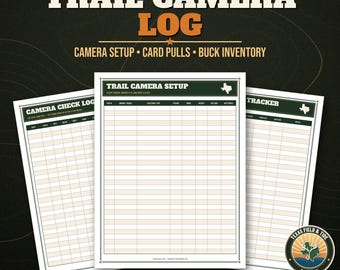 Trail Camera Log Printable, Game Camera Tracker PDF, Buck Inventory, Deer Feeder Log, Hunting Planner, Gift for Hunter, Letter and A4