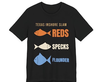 Reds Specks Flounder Texas Inshore Slam Fishing Shirt, Redfish Speckled Trout Flounder Tee, Saltwater Fishing Gift
