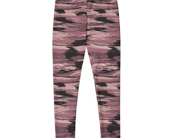 Post Oak Tiger Pink Camo Leggings for Women, Tiger Stripe Camouflage Yoga Pants, Texas Hunting Camo Workout Leggings