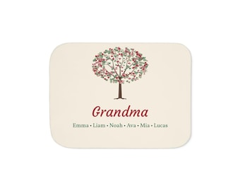 Personalized Grandma Blanket with Grandkids Names, Custom Sherpa Throw for Nana, Family Tree Blanket, Christmas Gift for Grandma