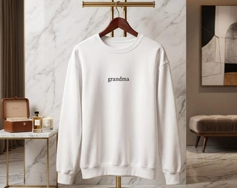 Op maat geborduurd sweatshirt voor oma, gepersonaliseerde trui met ronde hals voor oma, cadeau voor een nieuwe oma, kerstcadeau voor oma Gigi