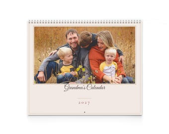 Kalender met grote letters tot 2027 voor senioren, gepersonaliseerde fotowandkalender, grote cijfers die makkelijk te lezen zijn, cadeau voor oma, kerstcadeau