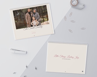 Gepersonaliseerde fotokalender 2027, op maat gemaakte familiekalender voor aan de muur met uw foto en naam, cadeau voor oma, kerstcadeau