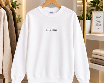 Gepersonaliseerde geborduurde mama-trui, op maat gemaakte mama-trui met ronde hals, comfortabele winterkleding, betekenisvol cadeau voor mama