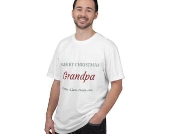 Kerstshirt voor opa met namen van kleinkinderen, gepersonaliseerd kerstshirt voor papa, shirt op maat voor opa, kerstcadeau voor opa