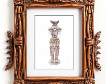 Verzauberter Tiki Raum Druck | Göttin des Regens, Hina Kuluua | Digitaler Download Kunst | Aquarell/Tusche | 10x10, 5x7, 8x10 | Disney | Tiki Dekor