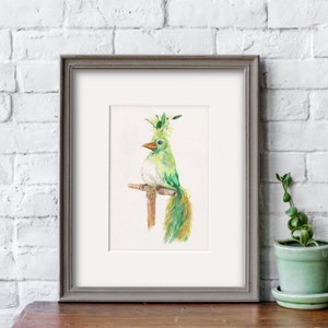 Disneyland's Tiki Room-Pretty Green Bird 5"x7" (with Matting Options) 8"x10" Watercolor Print Disneyland Art