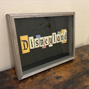 Disneyland Sign, Framed in Shadowbox, Vintage Disneyland Sign Decor