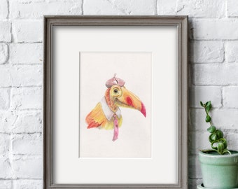 Toucan from Disneyland's Tiki Room 5"x7" (with Matting Options) or 8"x10" Watercolor Print, Disneyland Art