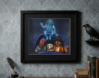 Instant Download, Pirates in the Mansion Mashup Digital Painting, 3 Size Formats Included: 6"x 4", 7"x5" and 10"x8", Haunted Mansion Decor
