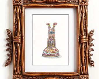 Verzauberter Tiki Raum Druck | Polynesischer Gott Ngendei | Digitaler Download Kunst | Aquarell/Tusche | 10x10, 5x7, 8x10 | Disney | Tiki Dekor