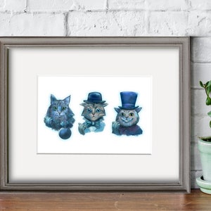 Hitchhiking Ghost Kitties, Procreate Painting Print, 5"x7" (with Matting Options) or 8"x10", Haunted Mansion Decor, Disneyland Art