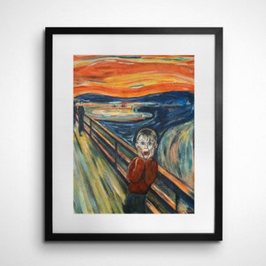 Instant Download, Scream Alone Oil on Canvas Downloadable Print, 5 Popular Size Options Included, Home Alone, The Scream, Unique Wall Art