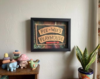 Pee-Wee's Playhouse Sign, Black  9”x11” Shadow Box