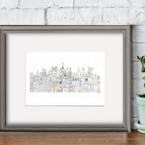 It&#39;s a Small World Facade, 5&quot;x7&quot;9with Matting Options) or 8&quot;x10&quot;, Hi Res Watercolor Print, Disneyland Decor