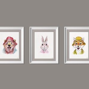 Instant   Download, Splash Mountain Crew, Set of 3, Hi Res, 5&quot;x7&quot; Watercolor Prints, Brer Bear, Brer Fox, Brer Rabbit, Splash Mountain Art