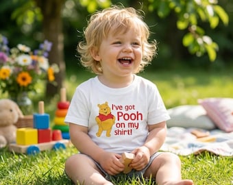 I’ve Got Pooh On My Shirt, Toddler T-Shirt, White Tee, Winnie the Pooh Shirt, size XS Youth