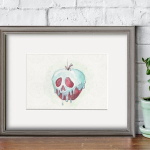 Poisoned Apple, Snow White, Hi-Res, Watercolor Print, 5"x7" (with Matting Options) or 8"x10", Disney Bedroom, Snow White Bedroom