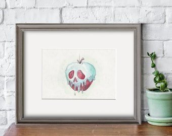 Poisoned Apple, Snow White, Hi-Res, Watercolor Print, 5"x7" (with Matting Options) or 8"x10", Disney Bedroom, Snow White Bedroom