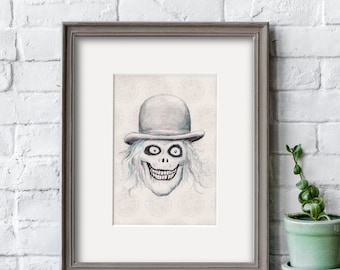 Descarga instantánea, Hatbox Ghost, alta resolución, impresión de acuarela de 5"x7"