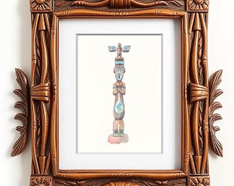 Verzauberter Tiki Raum Druck | Polynesische Göttin Tangaroa-Ru | Digitaler Download Kunst | Aquarell/Tusche | 10x10, 5x7, 8x10 | Disney | Tiki Dekor