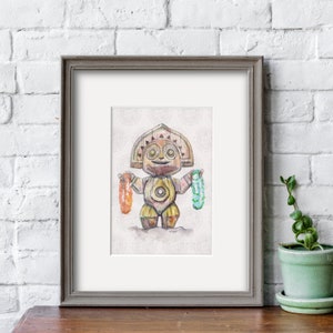 Tiki Holding Leis, Hi Res, 5&quot;x7&quot;(with Matting Options) 8&quot;x10&quot;, Watercolor Print, WDW, Disney Décor, Polynesian Village