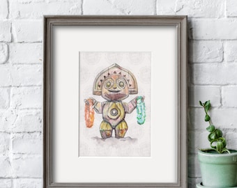 Tiki, der Leis hält, Hi Res, 5 "x7" oder 8 "x 10", Aquarell DIGITAL DOWNLOAD, BTW, Disney Décor, Polynesian Village