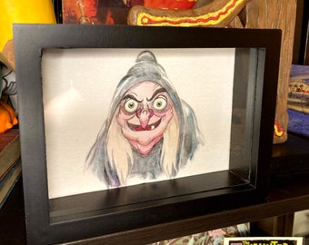 Snow White's Evil Queen Hag with Following Eyes, Hi Res, 5"x7" Watercolor Print