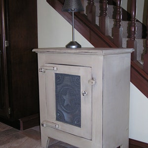 Primitive Punched Tin Cabinet