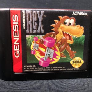 Sega Genesis Video Game Cartridge (RADICAL REX) clean tested 100% working