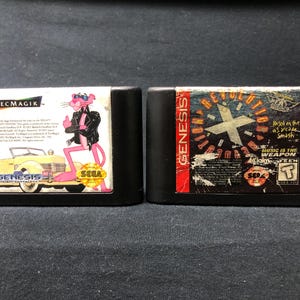Sega Genesis Video Game Cartridge 2 for 20 sale (Pink Goes To Hollywood, Revolution X) clean tested 100% working