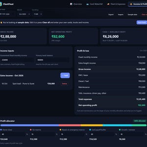 Offline Fleet Cashflow Dashboard, Expense Tracker, P&L Template (HTML)