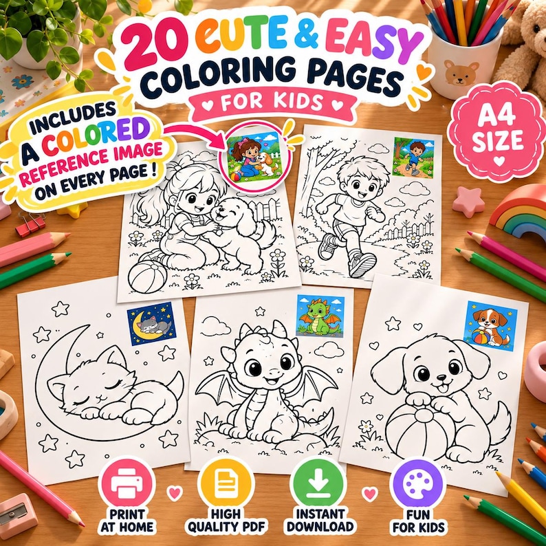 20 Printable Coloring Pages for Kids , Cute Animals & Fun Activities ...