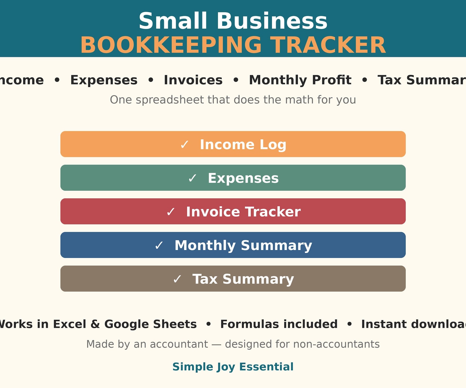 Small Business Bookkeeping Tracker | Income Expense Invoice Spreadsheet ...