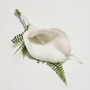 White Calla Lily Bridal Bouquet With Greenery Fake Bridal - Etsy