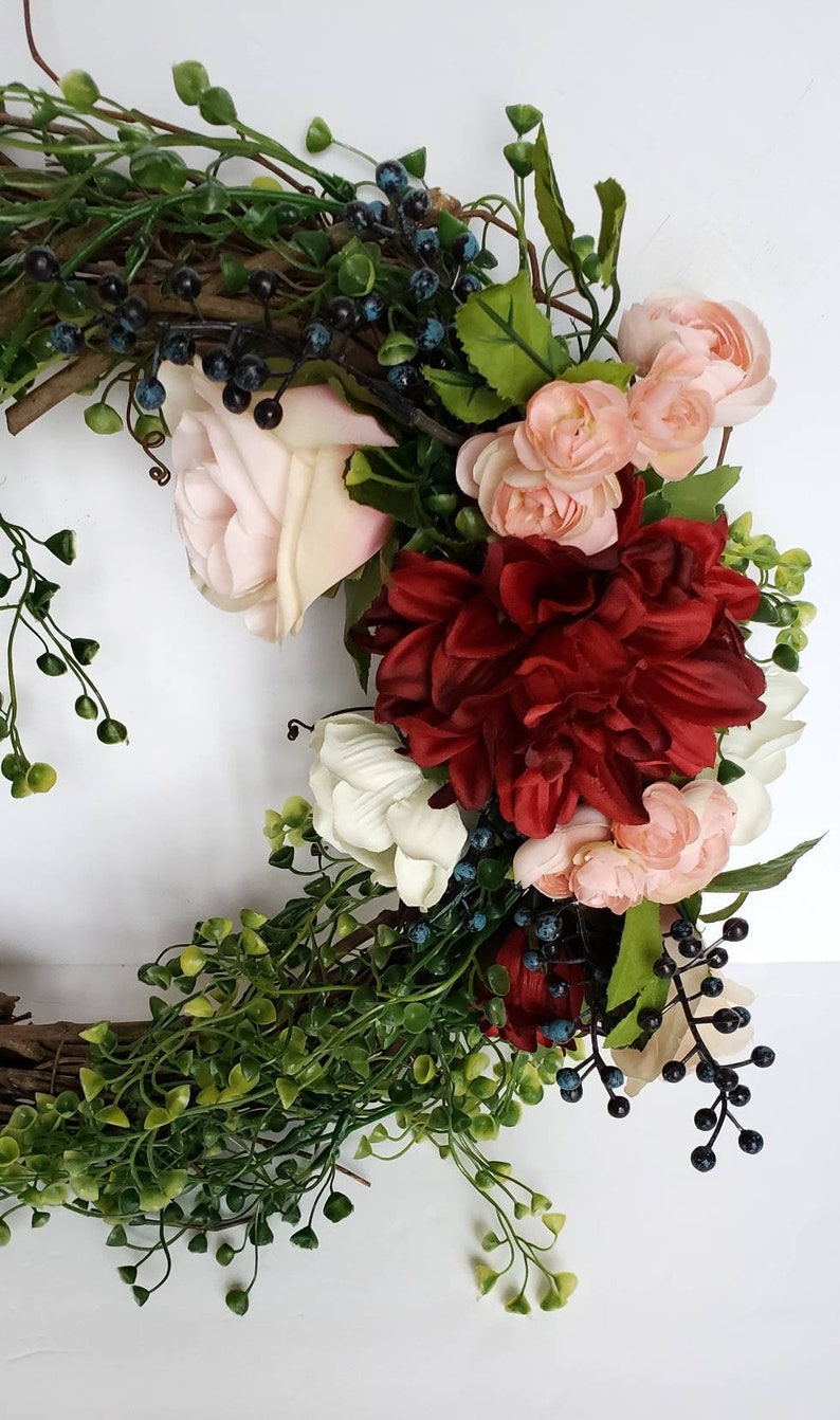 Blush and Burgundy Bridal Wreaths Door Decor Rustic Fall | Etsy