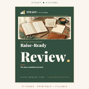 Raise-Ready Review Printable, Salary Negotiation Planner, 21 Pages Script, Employees Due Raises, US Letter + A4 + Linked + Fillable