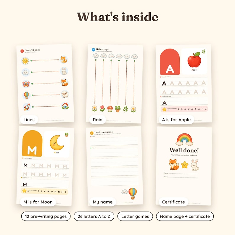Name Pattern Pre Writing Preschool Writing Workbook Printable, Pre-writing & Tracing Letters A-Z ...