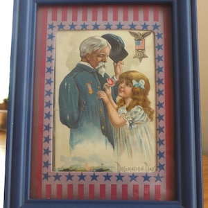 Ingelijste ansichtkaart antieke decoratie dag burgeroorlog veteraan Grand Old Army of the Republic GAR poststempel 1910