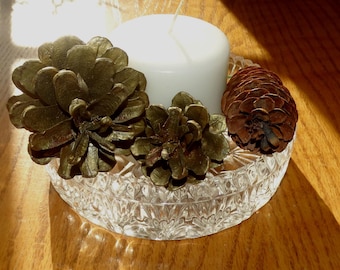 Vintage Princess House loodkristallen kandelaar – bloemstuk