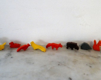 Vintage Wooden Jigsaw Cutout Woodland Figures: Forest Animals and Birds