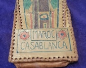 Sweet WW2 Vintage Leather Coin purse Casablanca Morocco 1944