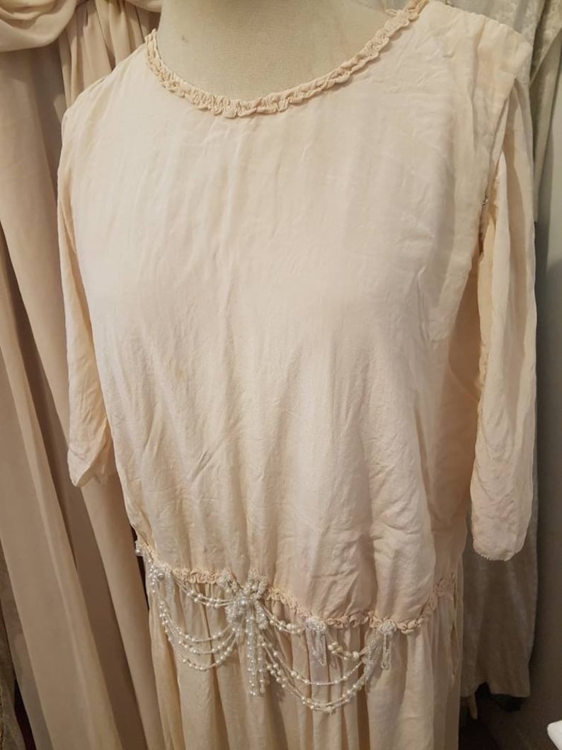 Beautiful 1920's Antique Ivory Silk Pearl Beaded Dress - Etsy