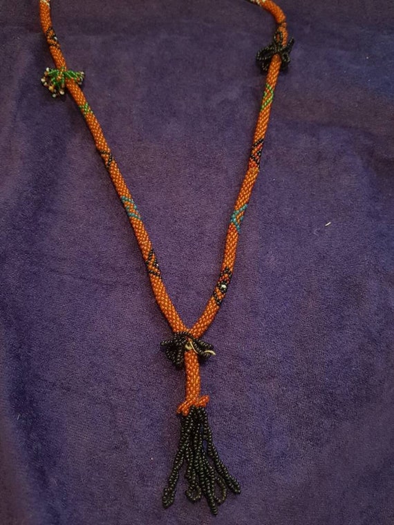 Vintage Lariat Snake effect beaded necklace - poss