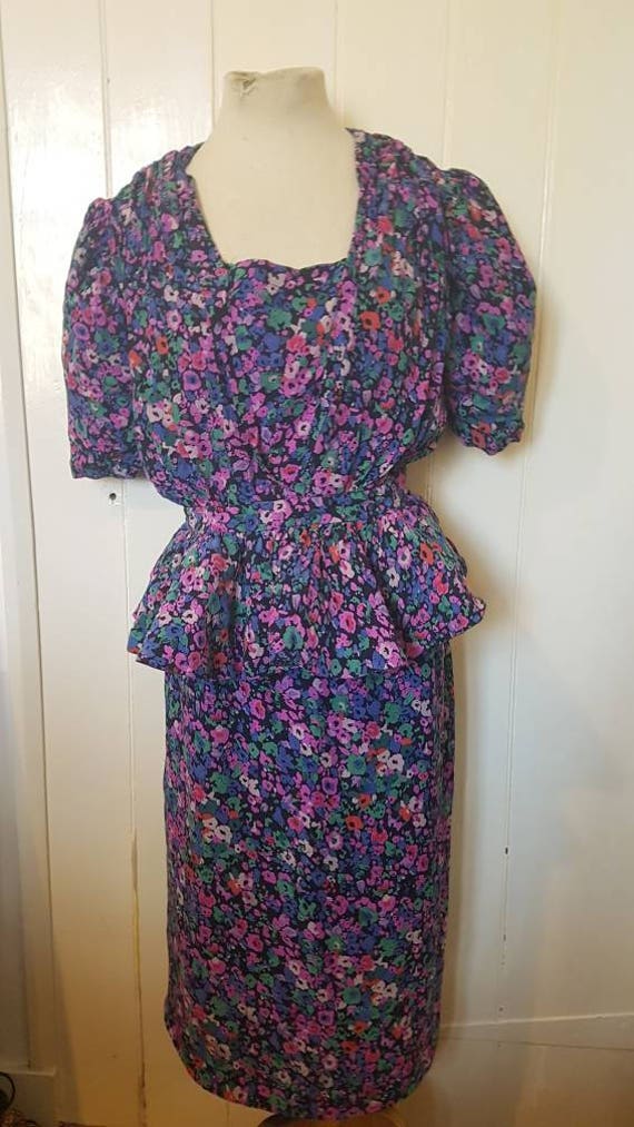 Vintage Couture Nina Ricci Paris Silk Floral Peplu